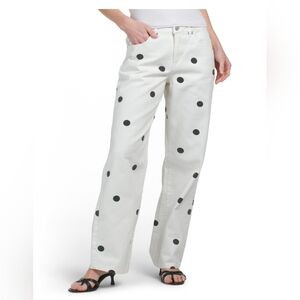 🤍🔹️Cali1850 🔹️White/black Polka Dot Low Rise Baggy Pants